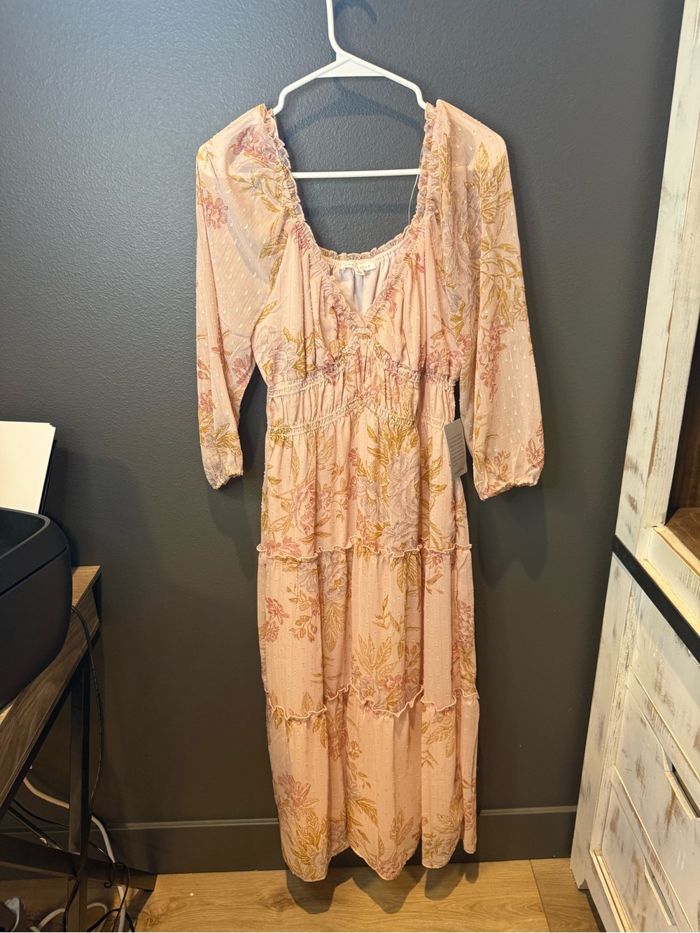 Socialite Blush Pink Floral Tiered Maxi Dress